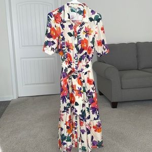 Sezane Dauphie Silk Dress in Floral Multicolor | Size 40